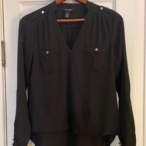 WHBM Black Hi-Lo Blouse